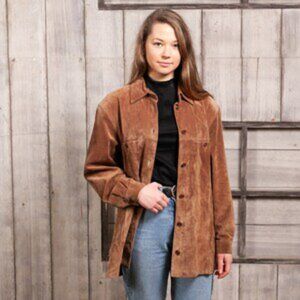 90s Vintage Suede Leather Jacket / Overshirt